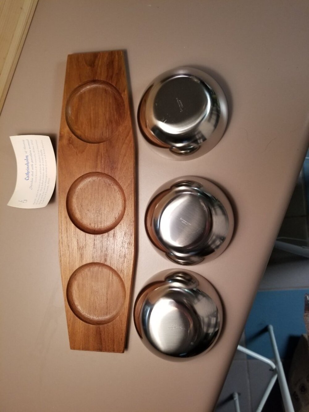 Catherineholm Dip Bowls with Teakwood Tray - Picture 4 of 5